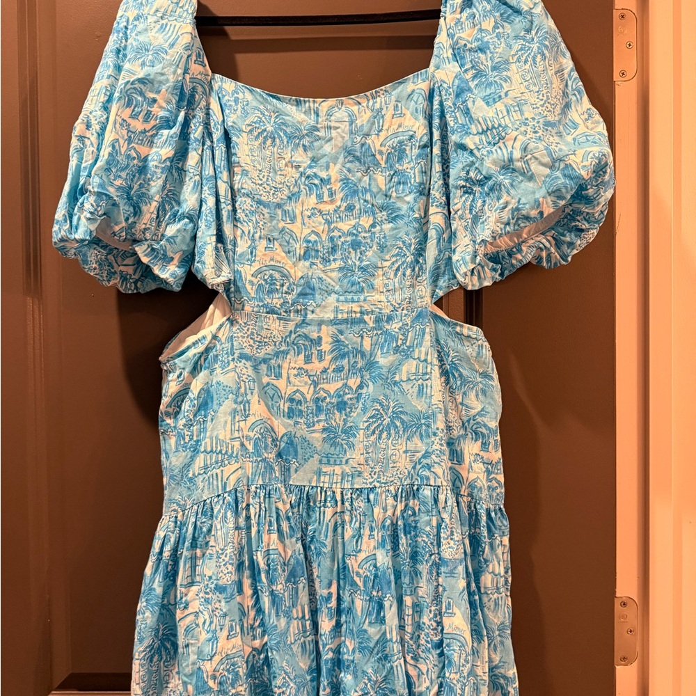 Lilly Pulitzer Kylanne Linen Puff- Sleeve in Amalfi Blue